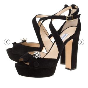 Jimmy Choo Janet Black Suede Platform Sandle